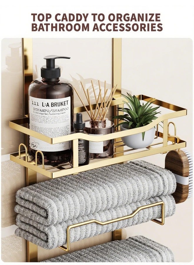 Aetyord Hanging Towel Racks for Bathroom No Drill - 6-Tier Over The Door Bath Towel Storage Organizer for Small Bathrooms - Tiered Back of Door Towel Holder Hanger for Rolled Towels RV Camper Gold - Image 4
